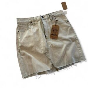 Lucky Brand Denim Old Favorite Mini Skirt Pencil Zipper Med Wash Raw Hem 4/27